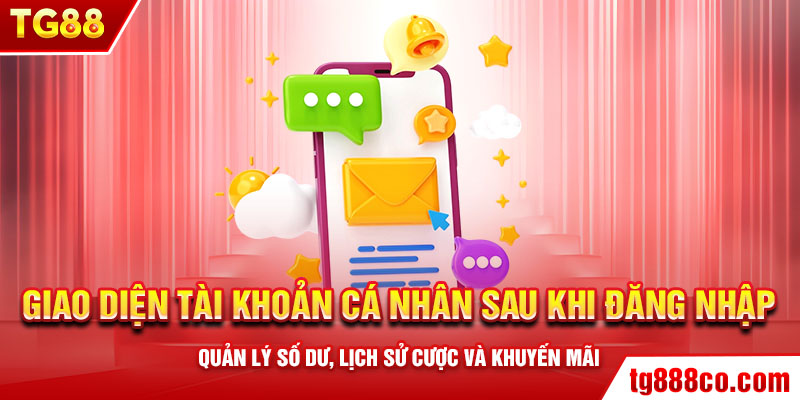 Giao diện tài khoản cá nhân sau khi đăng nhập – quản lý số dư, lịch sử cược và khuyến mãi.